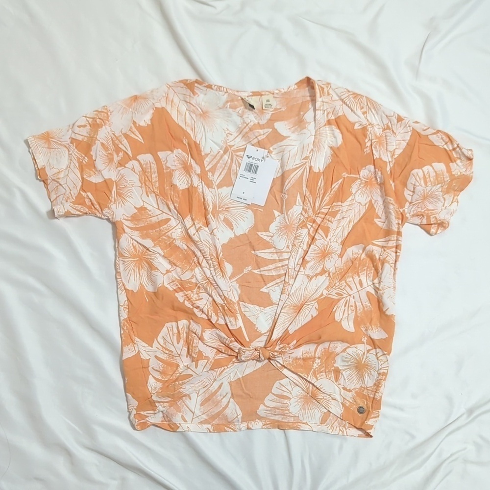 NWT ROXY Golden Shore Short Top, Color Orange/White Size S - Picture 2 of 14